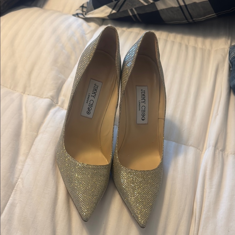 Jimmy Choo Gold Glitter Pumps